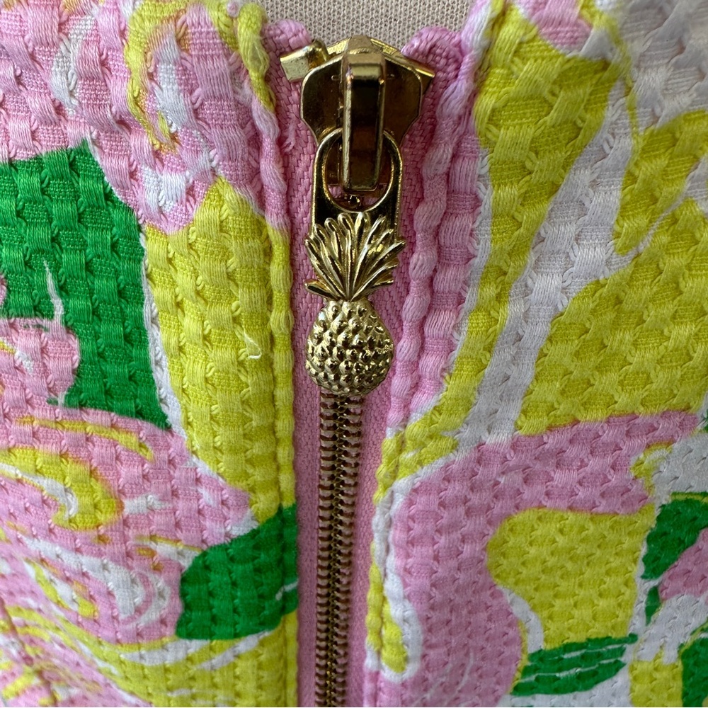Lilly Pulitzer Flamingo Fan Dance Shift Dress Sz 8 Tropical Pink Green Resort - Picture 6 of 9